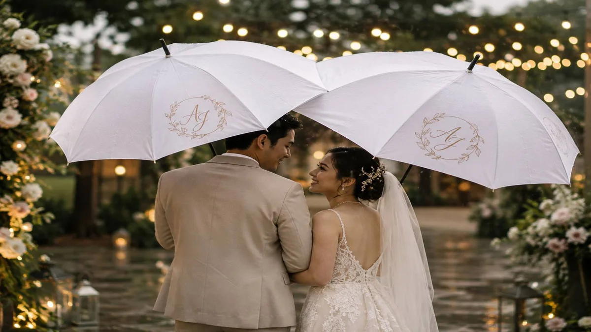 payung souvenir wedding custom elegant couple