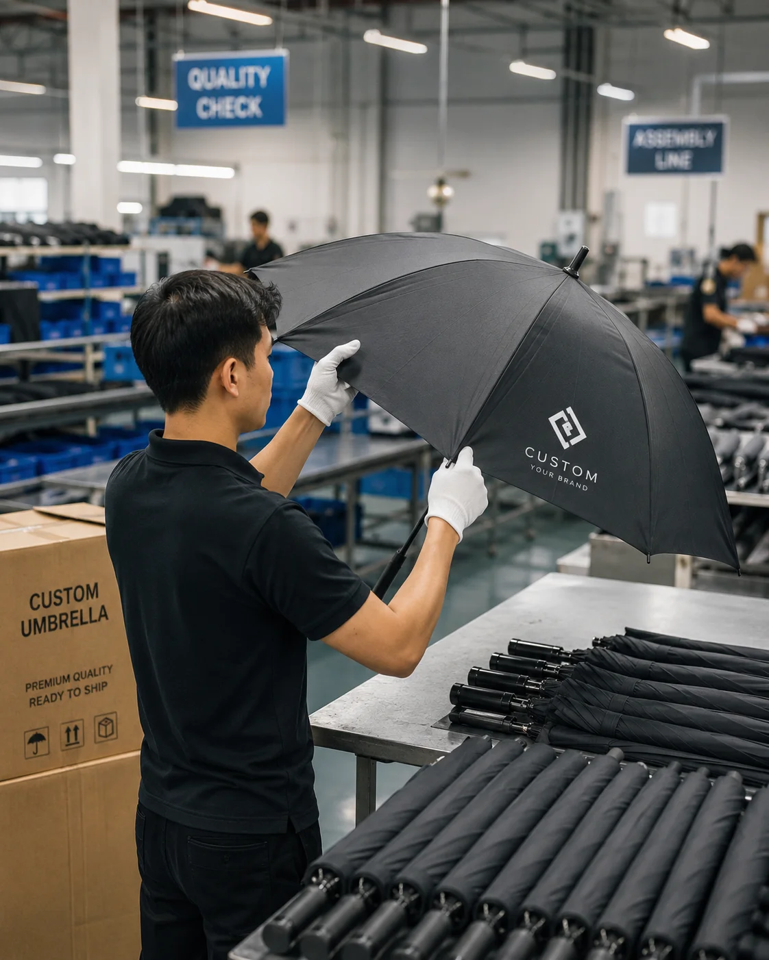 Proses quality control produksi payung custom di vendor terpercaya