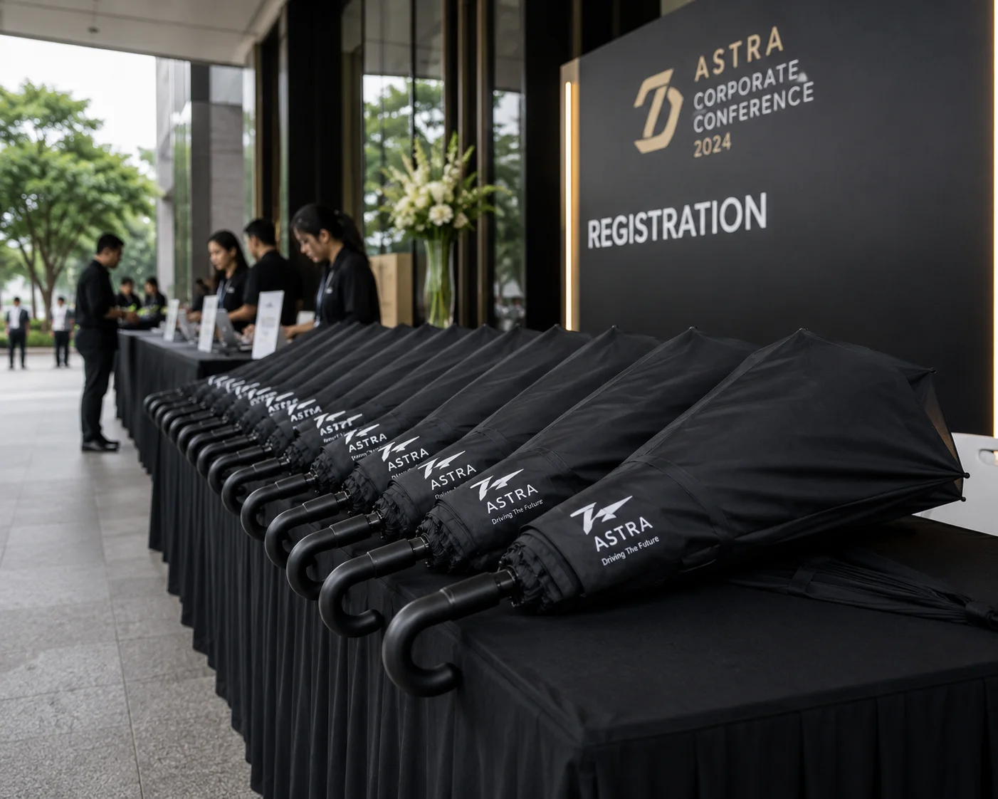 Payung custom sponsor untuk event MICE dan konferensi outdoor