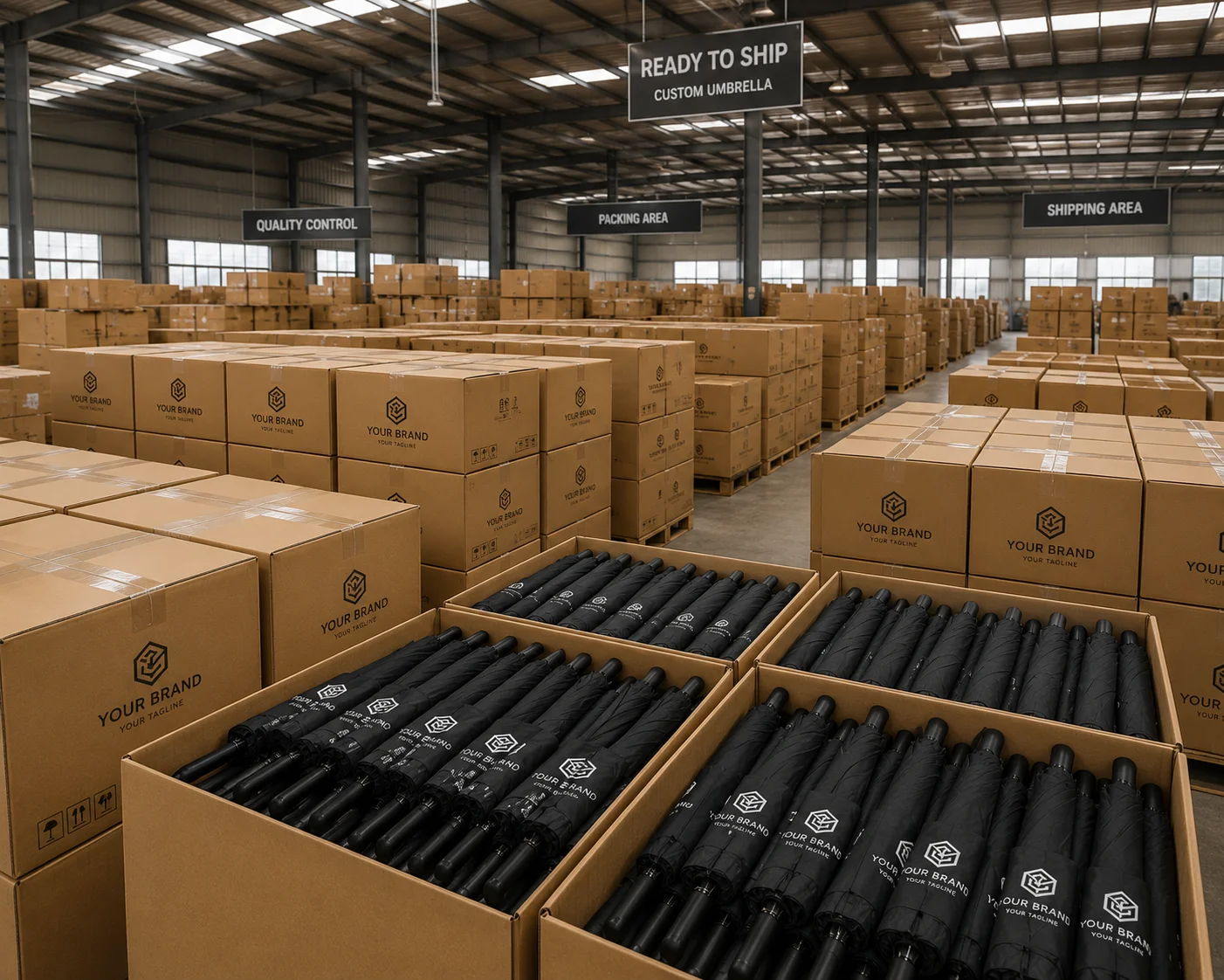 Stok payung custom volume besar siap distribusi grosir