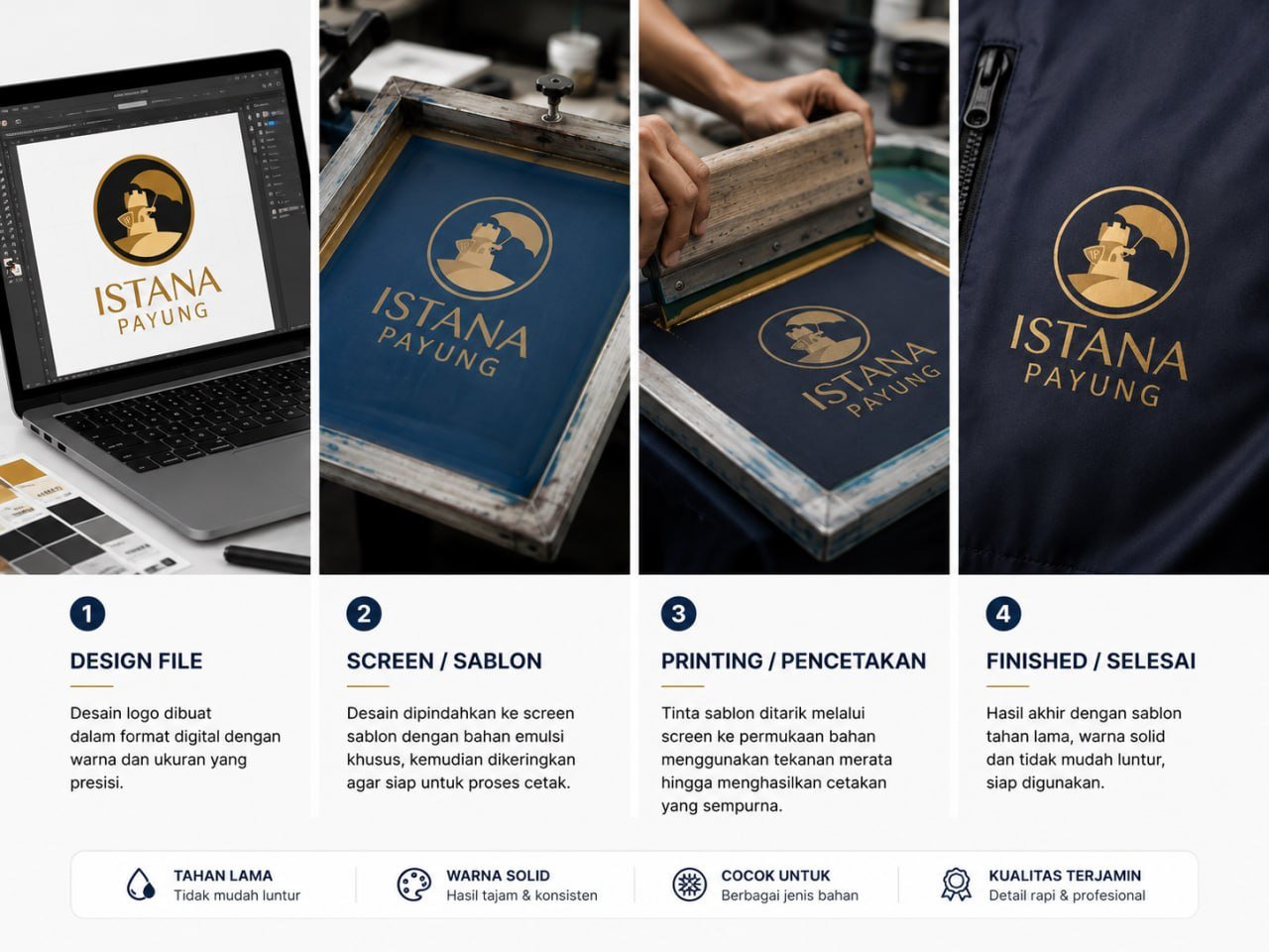 Cetak payung custom dengan logo perusahaan