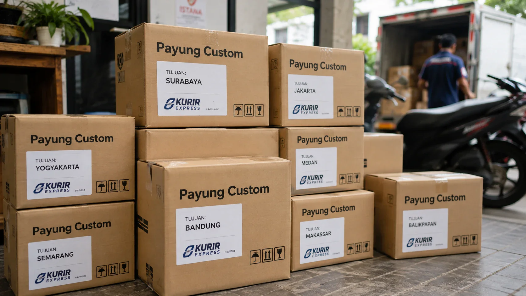 Pengiriman Payung Custom ke Luar Kota