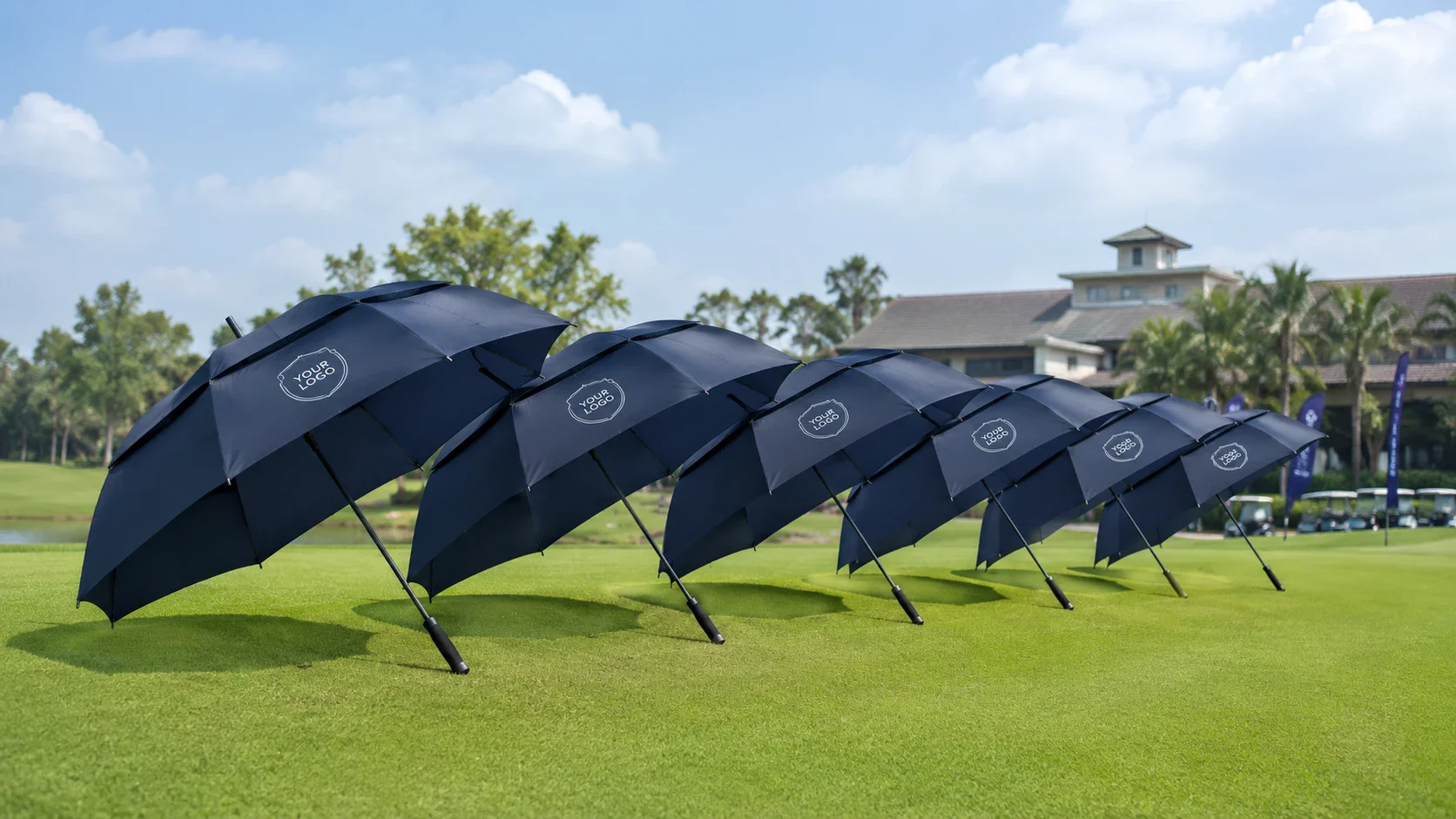 Payung Golf Custom Logo Dibagikan sebagai Merchandise Turnamen