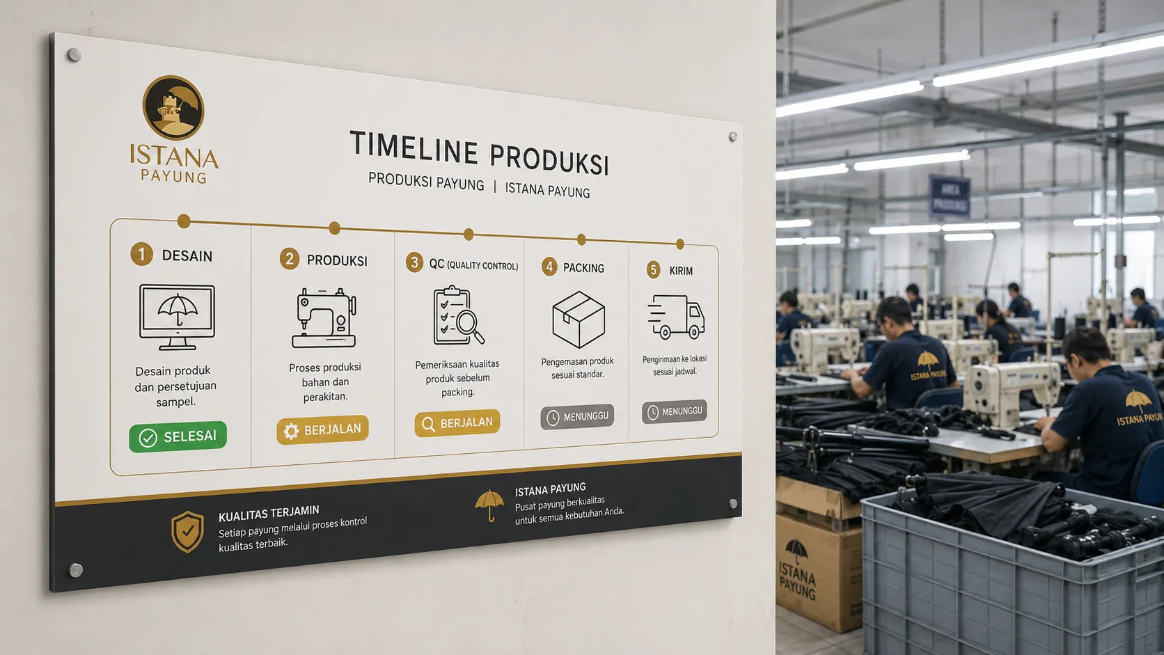Timeline Produksi Payung Custom