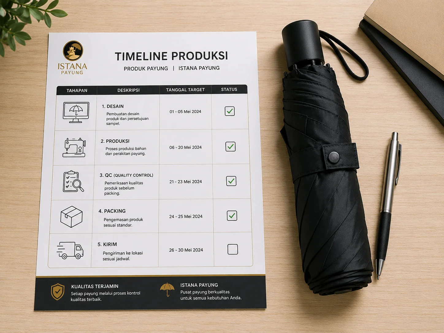 Checklist Timeline Produksi Payung Custom