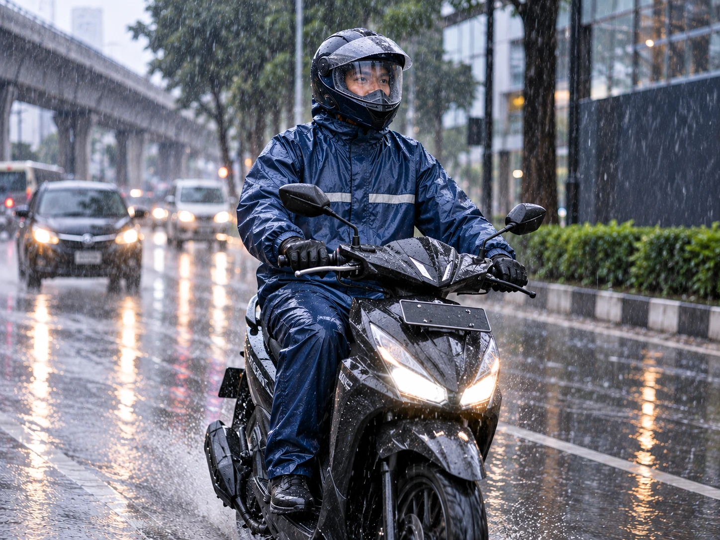 Pemakaian Jas Hujan Pengendara Motor