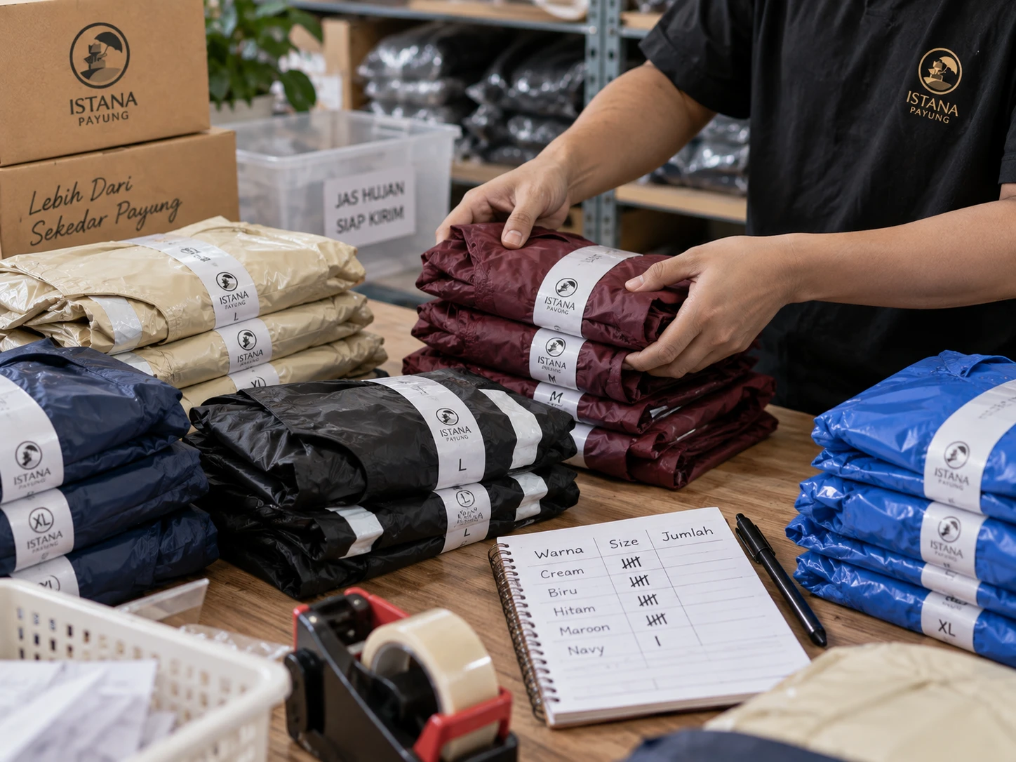 Packing Grosir Jas Hujan untuk Reseller