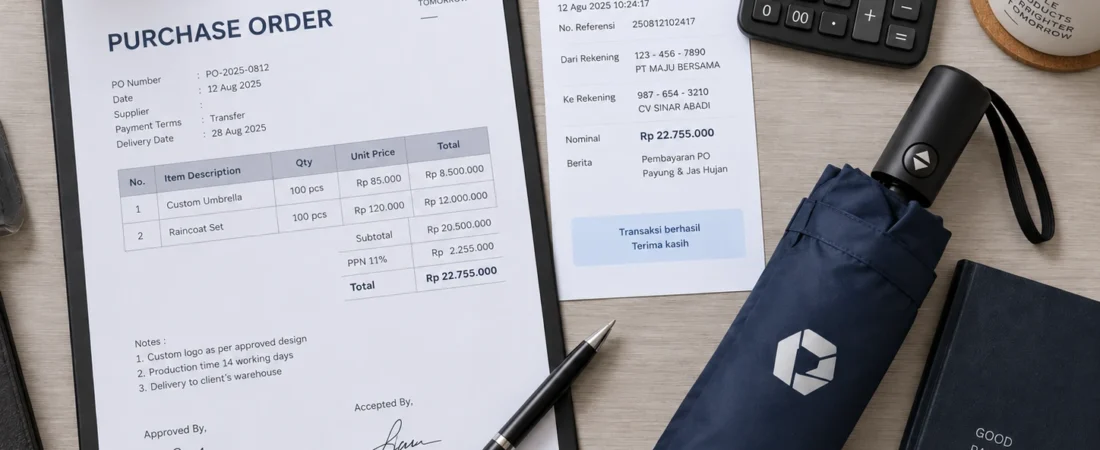 Sistem Pembayaran Payung Custom untuk Order B2B